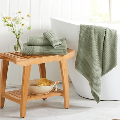 Springtree Home 100% Cotton Bath Towel Set | 4-Pack | Textured | Green