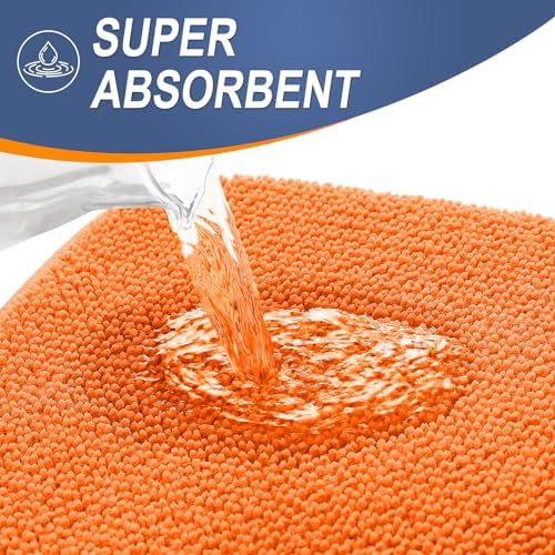OLANLY Memory Foam Bathroom Runner Rugs 44x24, Absorbent Long Mat, Orange