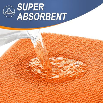 OLANLY Memory Foam Bathroom Runner Rugs 44x24, Absorbent Long Mat, Orange