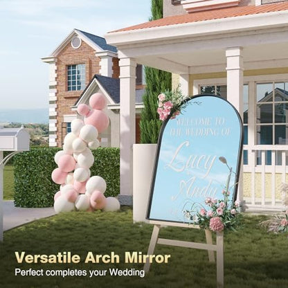 Brightify Black Arched Mirror, 32 x 42 Inch Arch Wall Mirror, Metal Frame Black Bathroom Mirror, Arched Top Bathroom Vanity Mirror for Living Room Bedroom Mantel Entryway Hallways