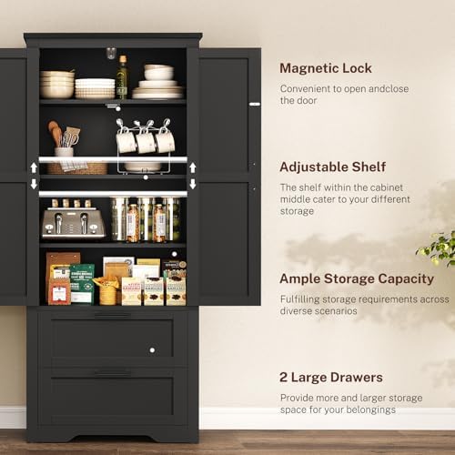 TEENFON Storage Cabinet with Doors & Adjustable Shelf
