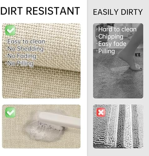 Mecko 24"x48" Bath Mat, Absorbent Quick Dry Bathroom Floor Mats Oatmeal