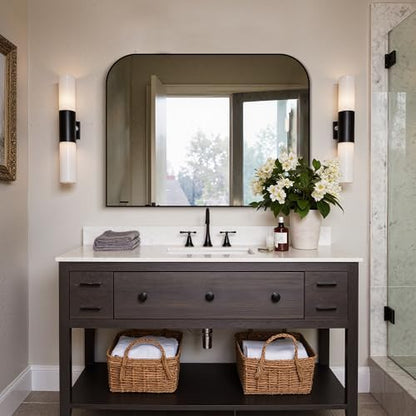 Delma 30"x40" Black Metal Framed Bathroom Mirror for Over Sink