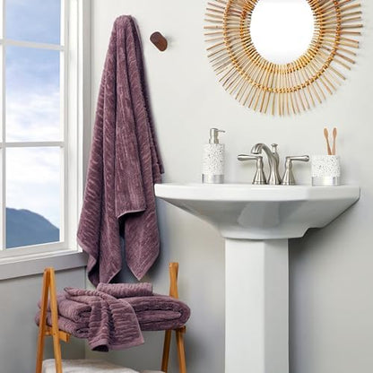 SKL Home CloudSoft Washcloth Set, 4-Piece, 100% Cotton Luxury, Soft Plum