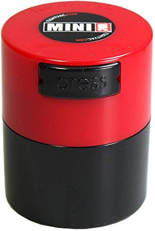 Minivac - 10g to 30 grams Airtight Multi-Use Vacuum Seal Portable Storage Container for Dry Goods, Food, and Herbs - Red Cap & Black Body