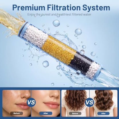 MakeFit Dual Filtered Rain Shower Head Combo, High Pressure Handheld Shower Head with Adjustable Bar - Rainfall Shower Head And Showerhead with Filter for Hard Water - Removes Chlorine(Gold)
