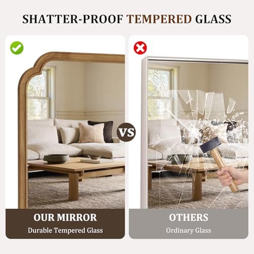 WallBeyond 24" x 36" Natural Wood Mirror for Wall Mounted, Rustic Wood Frame Wall Mirrors Decorative for Living Room or Bathroom Mirror (Natural Color)