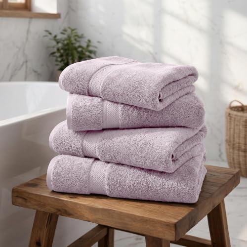 Superior Egyptian Cotton Plush & Absorbent, Bath Towel Set of 4, Purple