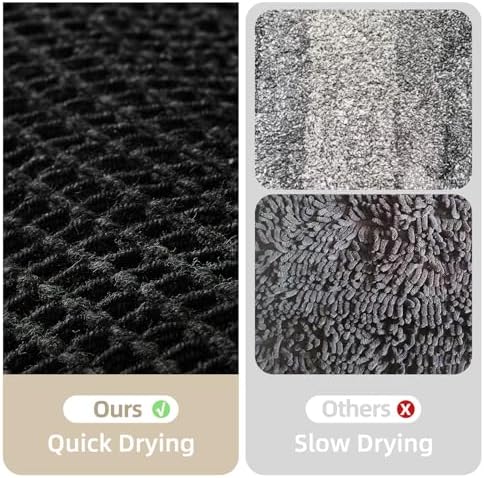 TYUU Black Waffle Runner Rug Bathroom, Long Boho Bath Mat, 72x24