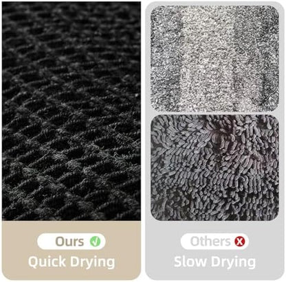 TYUU Black Waffle Runner Rug Bathroom, Long Boho Bath Mat, 72x24