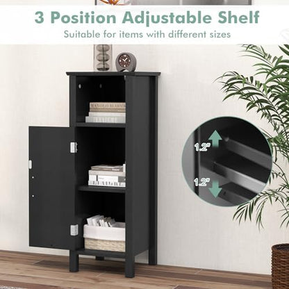 Giantex Narrow Bathroom Storage Cabinet with Adjustable Shelf (Black)
