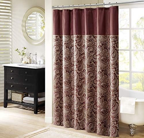 Madison Park Aubrey Shower Curtain for Bathroom, 72 x 72, Burgundy
