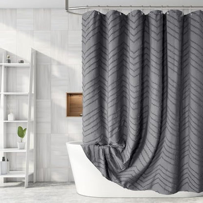 Grey Boho Fabric Shower Curtain 72 x 96 Inches