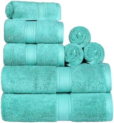 SUPERIOR Egyptian Cotton Ultra Plush & Absorbent, 8 Piece Set, Turquoise