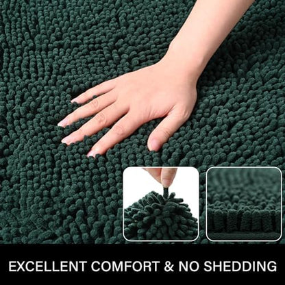 LOCHAS Luxury Bathroom Rug Shaggy Bath Mat 24 x 36 Inch, Hunter Green