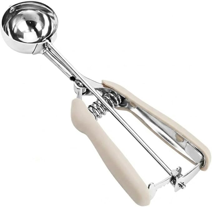Ice Cream Scoop, 18/8 Stainless Steel Cookie Scoop, Cookie Scoops for Baking, 2.5Tbsp/42ml/1.4 oz Cookie Dough Scoop, Ice Cream Scooper with Trigger Release, Cookie Scooper for Baking(#24 White)