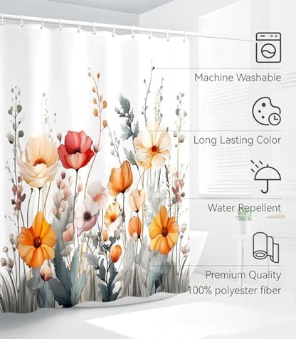 Bathroom Shower Curtain Cute Cortinas para Baño 72 x 72, Wildflower