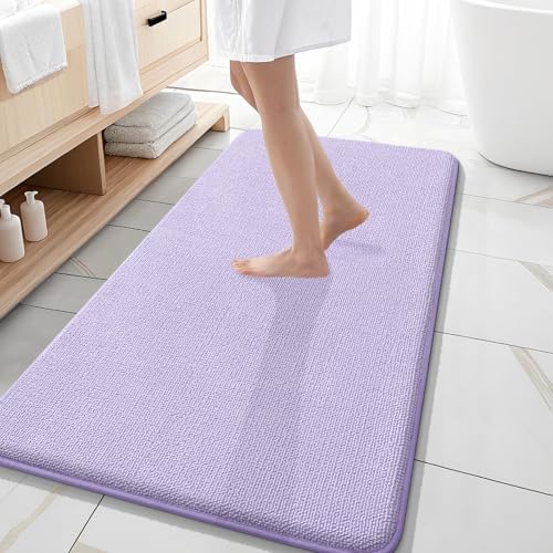 OLANLY Memory Foam Bathroom Runner Rugs 47x20, Absorbent Long Mat, Lavender
