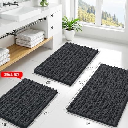 Smiry Bathroom Rugs 30X20, Extra Soft Rubber Backing Chenille Bath Mats