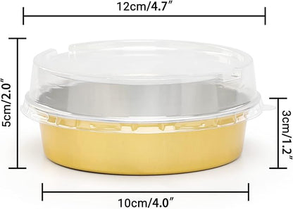 Beasea Aluminum Foil Pie Pan 4 inch Round Oven Baking Mini Cake Pan, 20 Pcs 8 Oz Aluminum Pie Pan Tin Golden Tart Pans for Pie Tart Quiche