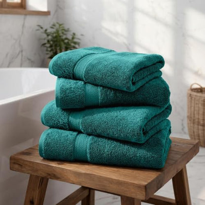 Superior Egyptian Cotton Plush & Absorbent, Bath Towel Set of 4, Teal