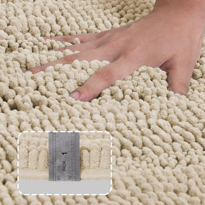 Turquoize Bathroom Rug 20"x32", Soft Absorbent Chenille Bath Rug, Fog