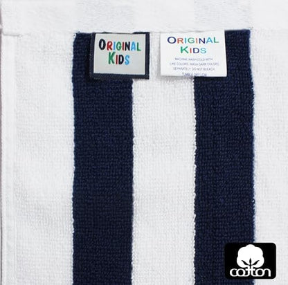 ORIGINAL KIDS 6 Piece Towel Set - 100% Cotton Cabana Stripe Kids Towel Set