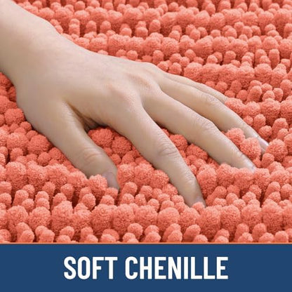Smiry Bathroom Rugs 59X24, Extra Soft Rubber Backing Chenille Bath Mats