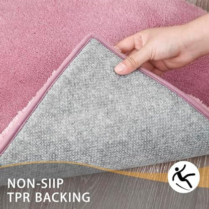 MINIDEAR Bathroom Rugs 36x24 Pink - Thick Memory Foam Bath Mat, Ultra Soft & Plush Fluffy, Non-Slip, Quick Dry, Absorbent Washable Floor Microfiber Mat for Tub, Home Decor Accessories