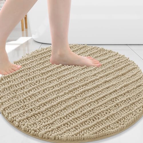 Arotive Round Bathroom Rugs 30x30, Soft Absorbent Chenille Shaggy Bath Mat