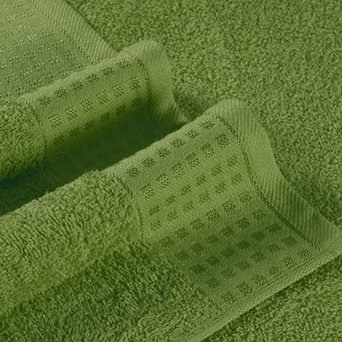 GLAMBURG 100% Cotton Ultra Soft 6 Pack Towel Set, Contains 2 Bath Towels 28x55 Inches, 2 Hand Towels 16x24 Inches & 2 Wash Coths 12x12 Inches, Compact Absorbent Lightweight & Quickdry - Kiwi Green