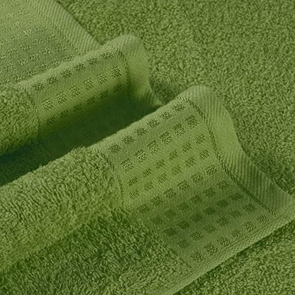 GLAMBURG 100% Cotton Ultra Soft 6 Pack Towel Set, Contains 2 Bath Towels 28x55 Inches, 2 Hand Towels 16x24 Inches & 2 Wash Coths 12x12 Inches, Compact Absorbent Lightweight & Quickdry - Kiwi Green