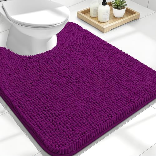 OLANLY Toilet Rugs U-Shaped 24x20, Soft Absorbent Chenille Contour Rugs