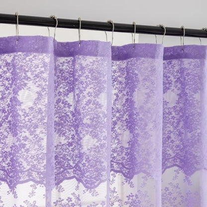 Lavender Lace Shower Curtain with Attached Valance 36x72 for Narrow Stall