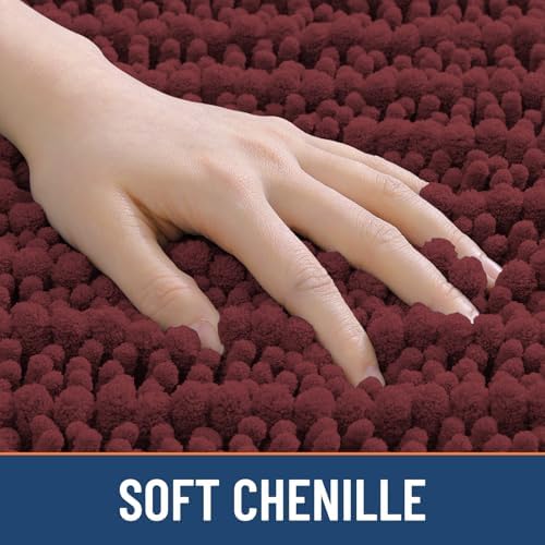 Smiry Bathroom Rugs 44X24, Extra Soft Rubber Backing Chenille Bath Mats