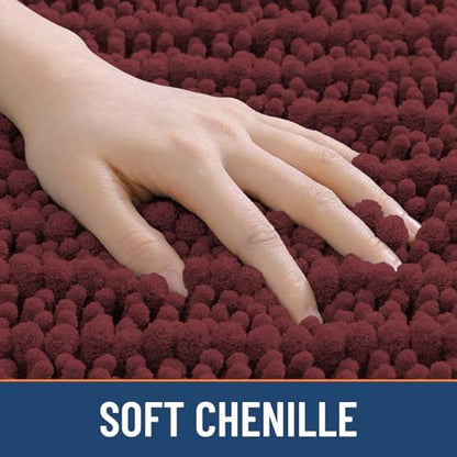 Smiry Bathroom Rugs 44X24, Extra Soft Rubber Backing Chenille Bath Mats