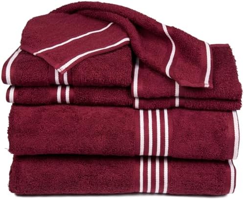 Lavish Home Bathroom Towels Set, Bathroom Essentials, Burgundy, Set of 8