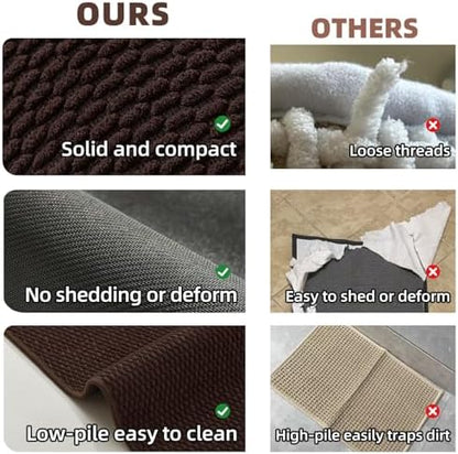 TYUU Bathroom Runner Rug, Long Bath Mat Washable Thin Quick Dry Low Pile Bathroom Runner Rugs 24 x 60 Non Slip, Brown 24"x60"