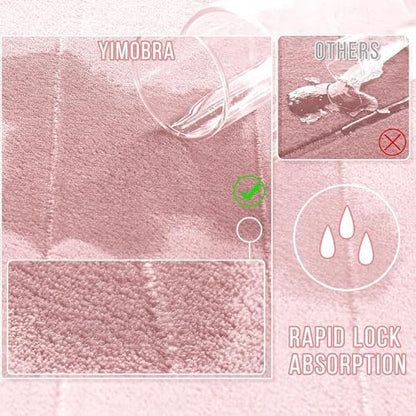 Yimobra Pink Bath Mat, Super Soft Absorbent Memory Foam Bathroom Rug Non Slip, Quick Dry, Machine Washable Floor Carpet for Tub Shower, Home Decor Accessories, 24x17