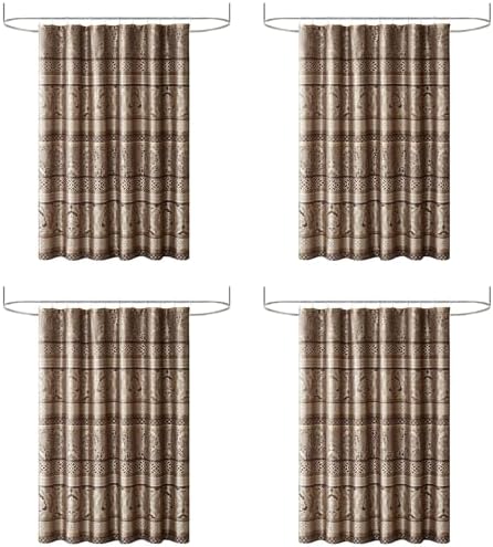 Madison Park Bellagio Taupe Shower Curtain, Transitional Shower Curtains for Bathroom, 72 X 72, Beige (Pack of 4)