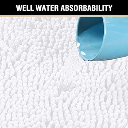 H.VERSAILTEX Pure White Bath Rug Super Soft Microfiber Non Slip Mat Absorption Shaggy Shower Rugs for Bathroom, Easy Care Machine Wash, 20 x 32 Inch