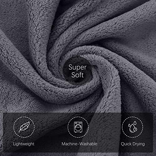 TENSTARS Silk Hemming Bath Towels for Bathroom Clearance - 27 x 55 inches - Light Thin Quick Drying - Soft Microfiber Absorbent Towel for Fitness, Sports, Yoga, Travel, Gym - 2 Pack, Dark Grey
