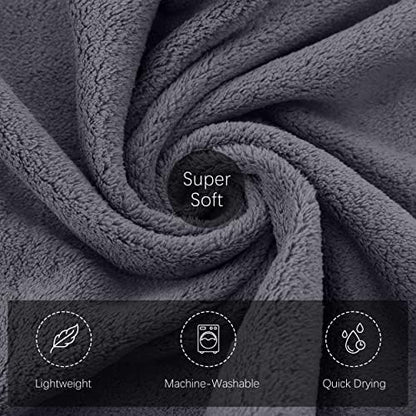 TENSTARS Silk Hemming Bath Towels for Bathroom Clearance - 27 x 55 inches - Light Thin Quick Drying - Soft Microfiber Absorbent Towel for Fitness, Sports, Yoga, Travel, Gym - 2 Pack, Dark Grey