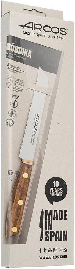 Arcos Tomato Knife 5 Inch Stainless Steel. Kitchen Knife for Vegetables. Ovengkol Wood Handle 100% natural FSC and 130mm Blade. Series Nordika. Color Brown.