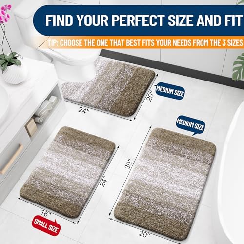 OLANLY Small Bathroom Rugs 24x16, Extra Soft Absorbent Microfiber Bath Rugs