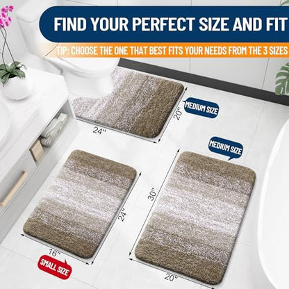 OLANLY Small Bathroom Rugs 24x16, Extra Soft Absorbent Microfiber Bath Rugs