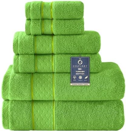 COZYART Bath Towel Set 6 PCS, Luxury 100% Turkish Cotton 650GSM Ultra Soft