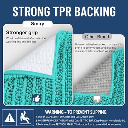 Smiry Bathroom Rugs 30X20, Extra Soft Rubber Backing Chenille Bath Mats