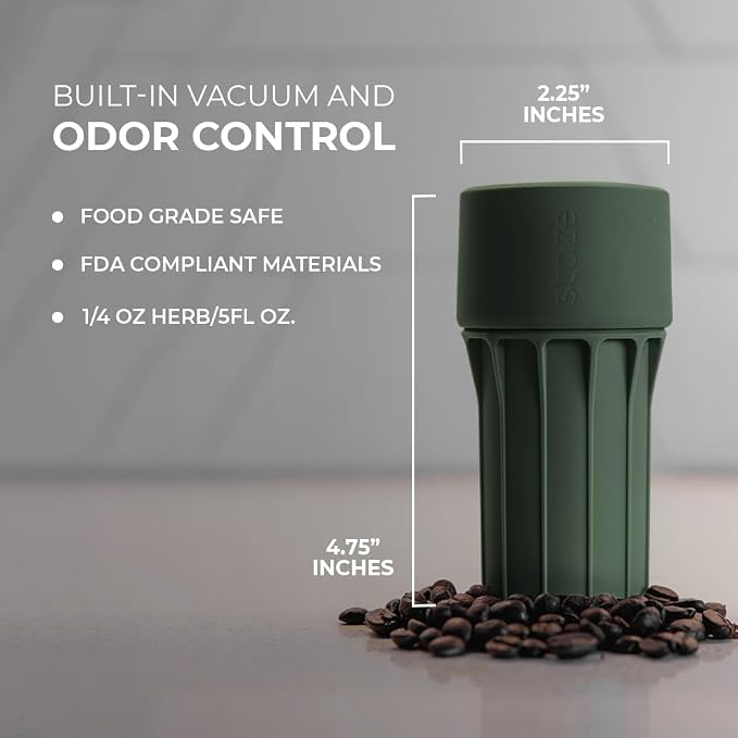 Staze Air Tight Smell Proof Container (148ml) - Vacuum Seal Jar, Waterproof Food Storage Canister, Compact & Travel-Friendly Storage Jar | Odor Resistant Jar for Coffee, Spice & Gummies - (MARSH)