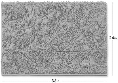 Hearth & Harbor Bathroom Rugs, Chenille Bath Mat - Machine Washable Bath Mats for Bathroom Non-Slip Backing Rubber, Quick Dry Bathroom Mat - Silver 24x36